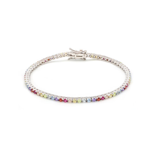 Bracciale Tennis multicolor con brillanti, un design vivace e luminoso che aggiunge colore e stile al tuo look.