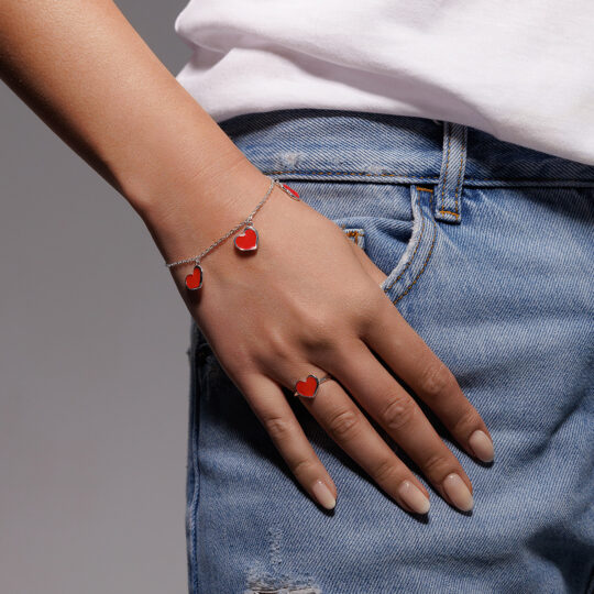 Bracciale Charms Cuore Rosso