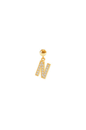 Charm Lettera N Placcato Oro Giallo