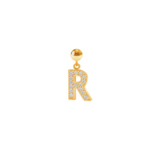 Charm Lettera R Placcato Oro Giallo