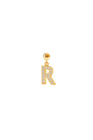 Charm Lettera R Placcato Oro Giallo