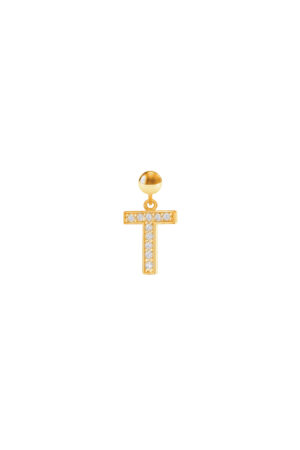 Charm Lettera T Placcato Oro Giallo